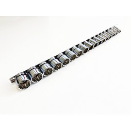 17 Pc 3/8" 12 Sided Shallow CRV Sockets on Rail