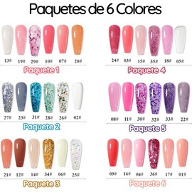 7pcs Kit Poly Nail Gel para Uñas - Extensión Rápida de Larga Duración 6pcs 15ml - Nail Art Kit Regalo para Mujeres (TONOS MOD #4)