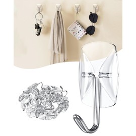 ispneay 40 Pack Adhesive Wall Hooks for Hanging: Damage Free Small Hooks with Adhesive Strips - Sticky Utility Hooks Wire Toggle Hooks for Key Dorm Decor Kitchen Home Office Decorations