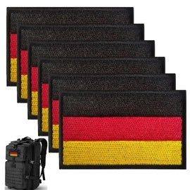 Pack of 6 Mini Germany Flag Patches, 8 x 5 cm Patches Embroidered Badges German Appliqués for Clothing Bags Backpack Uniform Vest Dog Harness (A)