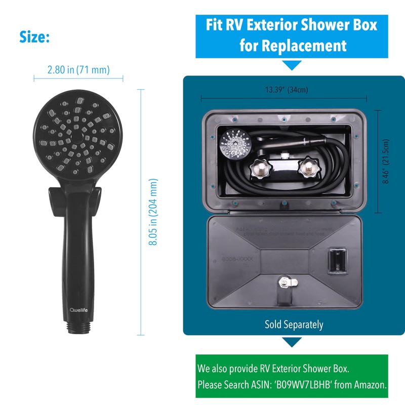 RV Shower Head with Hose and On Off Switch (Trickle),