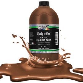 Pouring Masters Coffee Brown Metallic Pearl Acrylic Ready to Pour Pouring Paint – Premium 32-Ounce Pre-Mixed Water-Based - For Canvas, Wood, Paper, Crafts, Tile, Rocks and more