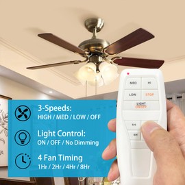 Ceiling Fan Remote Control Kit, Small Size and Universal Fan Remote, Speed, Timing and Light 3 in 1 Wireless Control, Compatible with Hunter and Others, YukiHalu