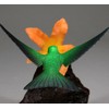 Hummingbird Sculpture w/Orange Flower by John Perry on Burl Wood