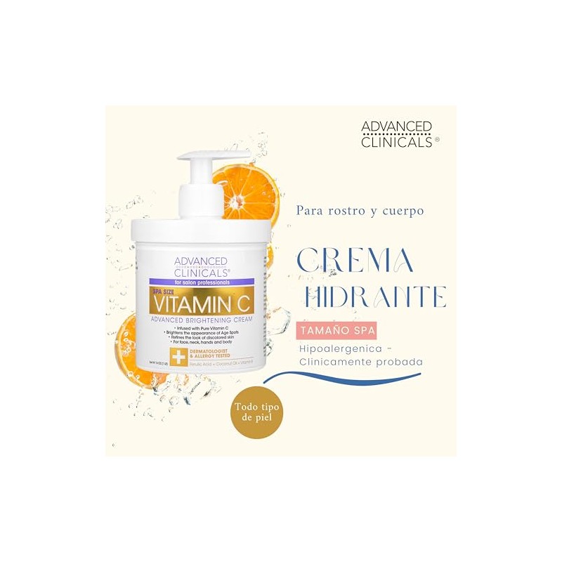 ADVANCED CLINICALS CREMA CORPORAL VITAMINA C ILUMINACION AVANZADA CON A.
