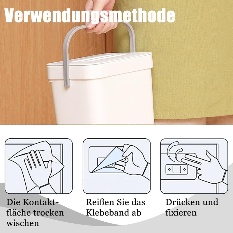 Hanging Trash Bin, 3L Hanging Bin for Worktop, 16.1 x