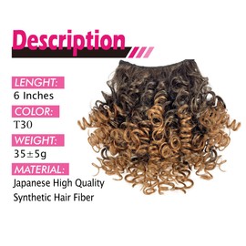 UAmy hair Spring Curl Bangs for Black Women Replaceable Curly Bangs with 2 BB Clips in Hairpieces Synthetic Curly Bangs for Daily Wear(T1B/30)