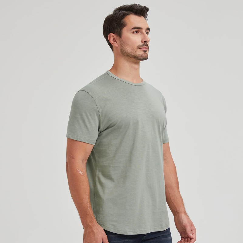 netdraw Men's Curved Hem 100% Slub Cotton T-Shirt Premium Casual