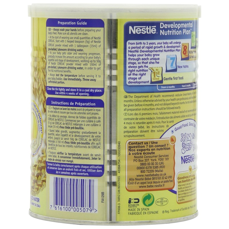 Nestle Cerelac, Wheat With Milk, 14.11-Ounce Cans (Pack of 4)
