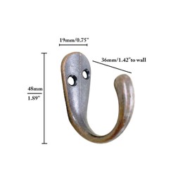 Mokife Coat Hooks, Vintage Copper, Pack of 6 Heavy Duty Wall Hooks, Single Metal Hooks, Key Hooks, Hat Hooks for Screwing for Hat, Coat, Clothes, Towel, Cup