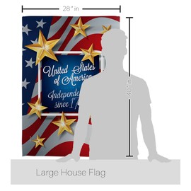 Independence Since 1776 House Flag - Eagle Set Patriotic Fourth of July Day Fireworks BBQ United State American - Decoration Banner Small Garden Yard Gift Double-Sided Made in USA 28 X 40
