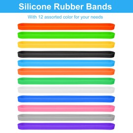 Coopay 48 Pieces Silicone Rubber Bands Colorful Elastic Bands Elastic Rubber Wrapping Bands for Books, Art, Exercise, Crab Traps, Cooking, Wrapping, Heat, Cold, UV, Chemical Resistant (8 inch)