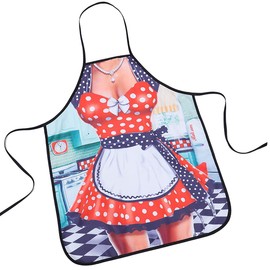 maxToonrain Aprons For Women Black,Christmas Gifts Novelty Kitchen Cooking BBQ Apron No Pockets Cute Xmas baking Presents Gift for Couple/Mens/Womens/Hims and Her(1PCS,Polka Dot Women)
