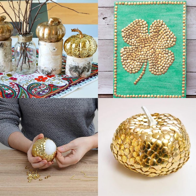 500pcs Drawing Pins, BetterJonny 9.5mm Gold Push Pins Iron Thumb