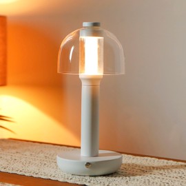 JHY DESIGN Bedside Table Lamp 10" H 3-Color Light Dimmable Nightstand Lamp with Glass Shade Touch Control Table Lamp for Bedroom Living Room Indoors Outdoors（White,Type-C Charging）