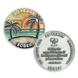 The Achieve Mint 20 Years Sober Token | Twenty Years Sober Chip | Non-AA Gift, Non-Religious Medallions for Men and Women Celebrating Sobriety