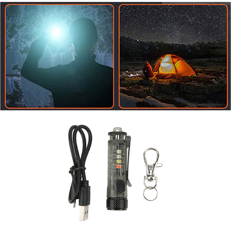 Keychain Flashlight Bright IP65 Waterproof Rechargeable Red Blue Black Light