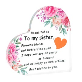 Gifts for Sisters, Birthday Gifts for Sisters Christmas Gifts New Year Gifts Thanksgiving Gifts, Creative Exclusive Customised Gifts for Her, Heart Shaped Acrylic Plaque