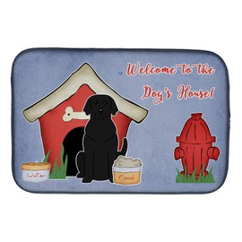 Caroline's Treasures BB2811DDM Dog House Collection Black Labrador Dish Drying Mat Absorbent Dish Drying Mat Pad for Kitchen Counter Dish Drainer Mat for Countertop, 14 x 21", Multicolor