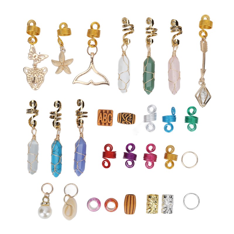 129pcs Dreadlocks Hair Rings Alloy Exquisite Shapes Hair Braiding Cuffs