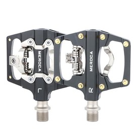 Meteorolite SPD Pedals Mountain Bike Clip in Dual Sided Pedals - Road Bike Spin Bike Flat & Clipless Sealed Bearing Bicycle Clips Pedal (9/16" Aluminum)