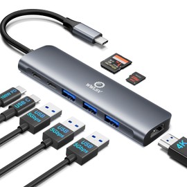 8-in-1 USB C Hub Multiport Adapter with HDMI 4K 60Hz, 5Gbps 3 USB 3.0 Ports, 100W PD, USB-C Port, SD/TF Card Reader, Portable Laptop Docking Station for MacBook Air/Pro, Dell XPS, Lenovo, HP