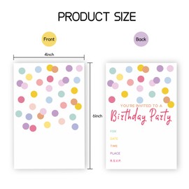 Joyvistalen 20-Pack 4x6 Inch Party Invitations – Double-Sided Design with Self-Adhesive Envelopes，Perfect for birthdays, graduations parties