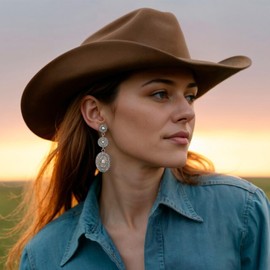 Western Jewelry Outfit for Women Western Earrings Dangling Vintage Silver Dangle Earrings Country Concert Outfits Rodeo Outfit for Women Western Wear Concho Jewelry Gifts