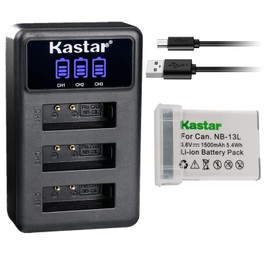 Kastar 1 Pack NB-13L Battery and LCD Triple USB Charger Compatible with Canon PowerShot SX620 HS, PowerShot SX720 HS, PowerShot SX730 HS, PowerShot SX740 HS, G1 X Mark III Camera