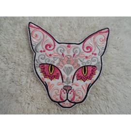 Unbranded Pink Tapestry CAT 4-3/4" Embroidery Iron-on Custom Patch (E24)