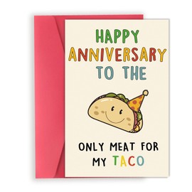 OJsensai Cute Anniversary Taco Gifts for Men Him, Cool Aday Card for Husband Boyfriend Fiance, Happy Wedding Anniversary from Wife Girlfriend Fiancee