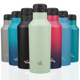 Insulated Water Bottle with Straw,17 OZ Double Wall Vacuum Stainless Steel Water Flask with 2 Lids,Macaroonn Green