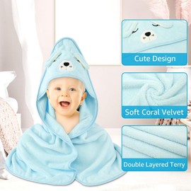 uunida Baby Toalla de Baño para Bebe con Capucha - Toalla para Bebe Super Absorbente - Regalos para Bebes Recien Nacidos - Toallas de Baño para Niñas Niños (Azul)