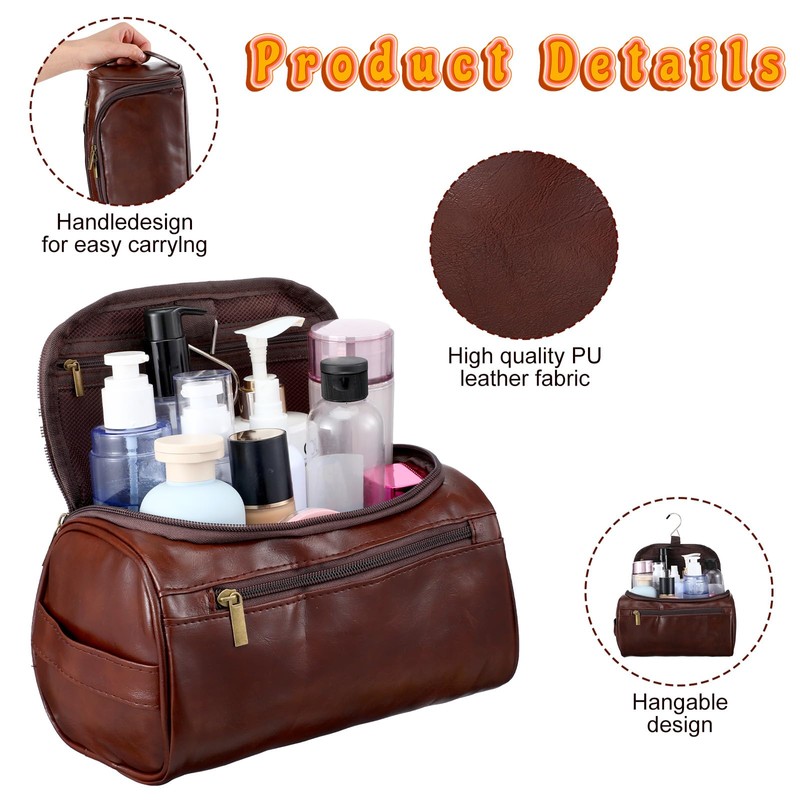6 Pcs Groomsmen Gift Groomsmen Toiletry Bags Set Leather Toiletry