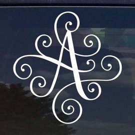 Custom Elegant Scroll Vine Name Letter Vinyl Decal/Bumper Sticker for Cars YETI Cup Laptop Monogram (14 Colors) (5"x5")