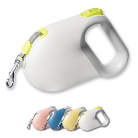 AlxMuNao Retractable Leash 12kg Load Capacity One Hand Operation Dog Cat Small Medium Large 5M Smooth Wrap Strong Nylon Strap Reel Lead Strong Durable Outdoor Activity Equipment (White)