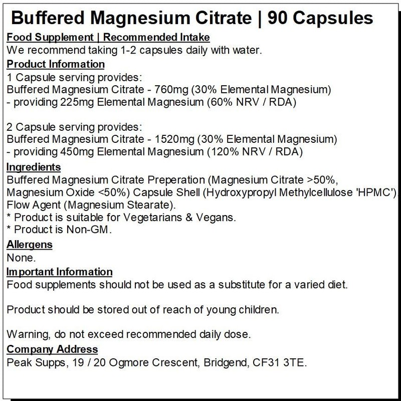 Buffered Magnesium Citrate - 90 Capsules - Vegan - 50%