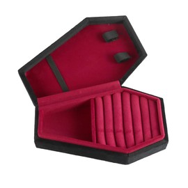 Laroal Mini Coffin Shaped Gothic Jewelry Box Plush Velvet Small Jewelry Organizer for Rings Earrings Necklaces Bracelets Unique Coffin Jewelry Case