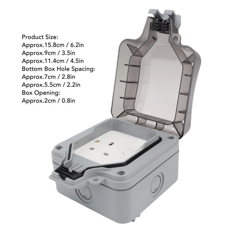 IP66 Outdoor Waterproof Switch Socket Box Surface Mounted Splashproof Dustproof
