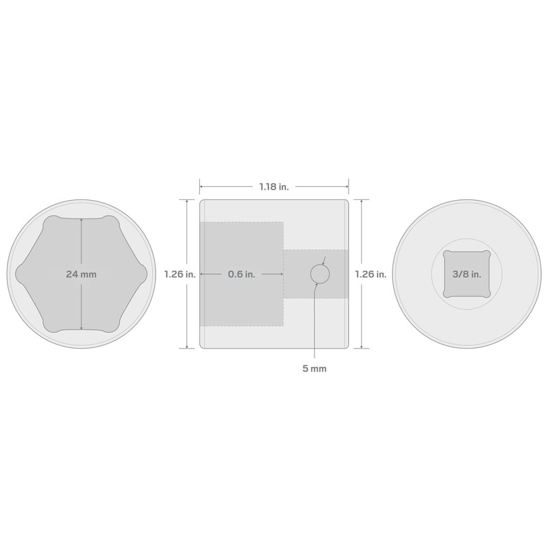 TEKTON 3/8 Inch Drive x 24 mm 6-Point Impact Socket