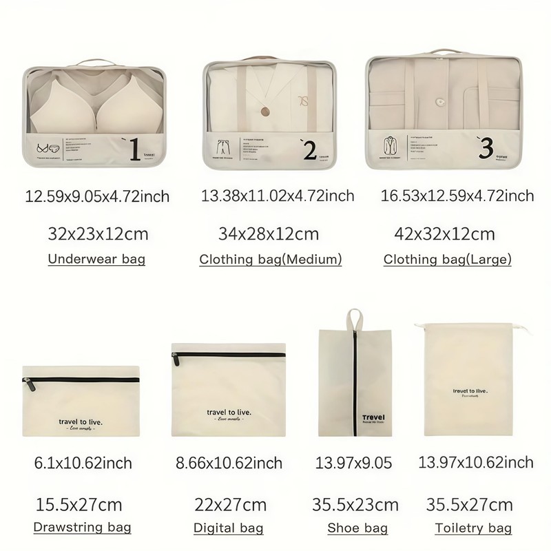 7 set compression packing cubes for travel, lightweight travel cubes