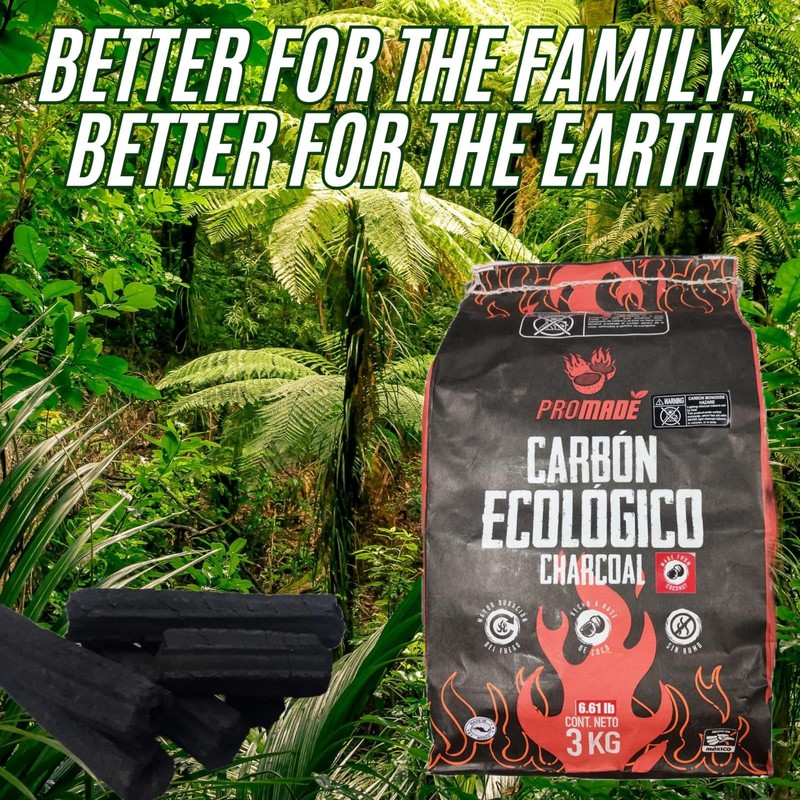 PROMADE - Coconut Shell Charcoal Briquettes – Long-Lasting, High Heat,
