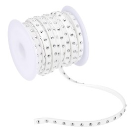 PATIKIL 65.6ft Studded Faux Suede Cord Rope for Jewelry Making, 5mm Micro Fibre Flat Leather Lace Beading String Ribbon with Rivets, White Silver