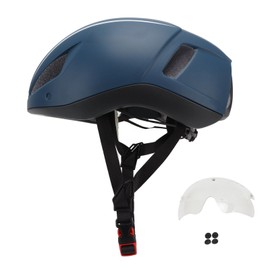 K111 PLUS Bike Helmet Men Women Road Mountain Bike Cycling Helmet with Integrated Goggles Dark Blue