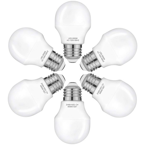 40W Equivalent Light Bulb,4W Led Bulbs 5000K Daylight,Refrigerator Light Bulbs,A15 LED Lights E26 Base,120V 40w Appliance Bulb,Non-Dimmable,6 Pack