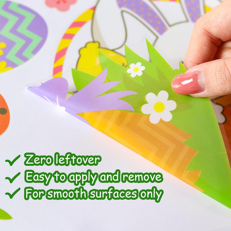 Breezy Valley 9 Sheets Easter Window Clings Decorations for Glass
