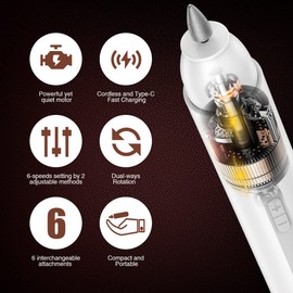 TOUCHBeauty 6 in 1 Electric Cordless Manicure Pedicure Nail Files Set, Electric Manicure Drill Set, 6 Versatile Attachments,6 - Speed Motor Fast Rotation (8500-13000 RPM) AG-1738