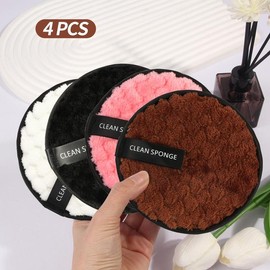 MAANGE 4 Counts Makeup Removing Puff Set, Double Sided Pineapple Cleansing Face Puff, Makeup Remover for Women