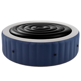 Inflatable Hot Tub Cover Replacement Energy Saving Lid for Hot Tub Outdoor Hot Tub Lid Protector Foldable Windproof Rain Overflow Cover for SaluSpa Coleman Spa (4.7ft-Handle, Black)