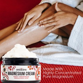 Better Shea Butter Better Shea Butter Magnesium Good Night Cream | for Muscle Tension and Leg Cramps | Night Lotion Safe for Pregnancy, Kids and Babies | Organic and Natural Ingredients| Vegan, US made | (Vanilla Rose)